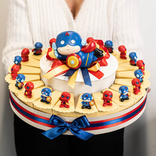 Torta Bomboniere per Maschio 20 Fette con Spiderman e Capitan America