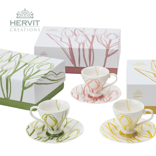 HERVIT Porcellana - Set 2 Tazze Botanic