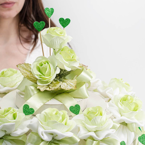 Torta Bomboniere da 28 Sacchettini con Rose Verdi