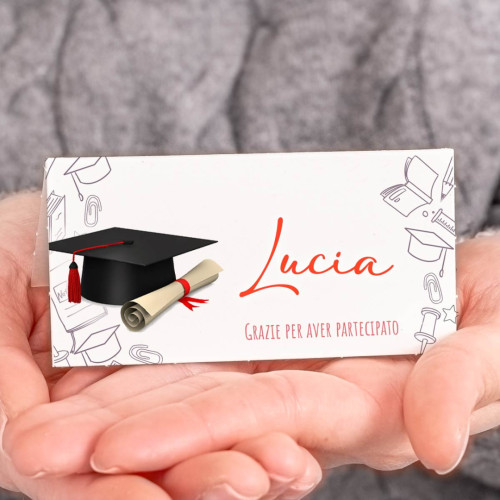 Segnaposto Personalizzabili per Laurea con Tocco e Pergamena per maschio e femmina