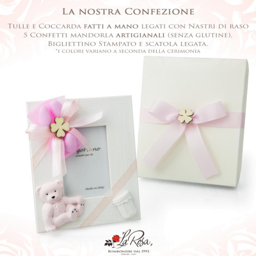 Bomboniere Portafoto legno con angioletto personalizzabile 10x10 cm