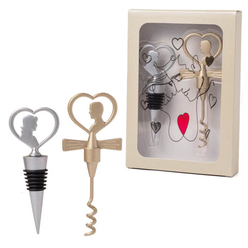 Bomboniere Linea Kiss 2025 Set vino con coppia cuore utile