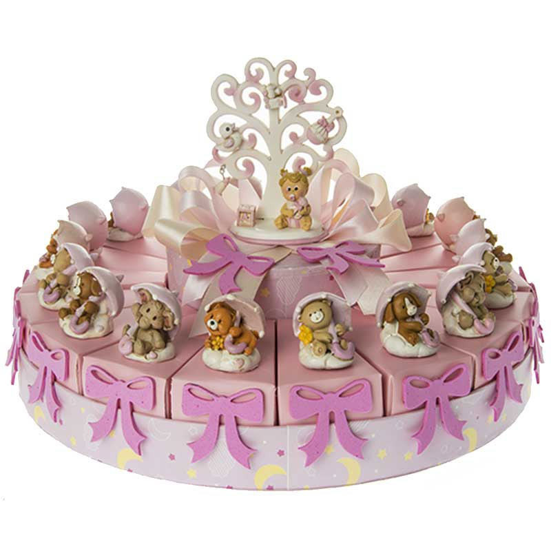 Torta bomboniere Battesimo bimba CLIP gatti