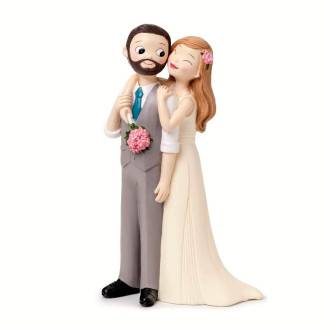 Cake topper sposi in viaggio con bacio