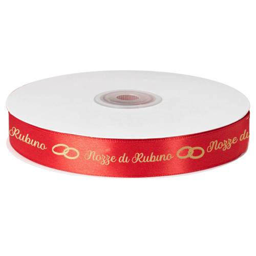 rotolo nastro "Nozze di Rubino" 15 mm x 10 mt