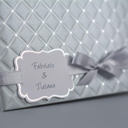 Partecipazione Nozze Elegante argentata a forma di pochette - Silver