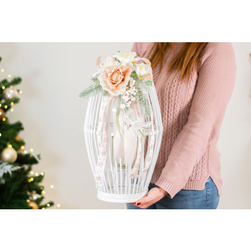 Idea Regalo Natale - Lanterna shabby con decorazione Rosa