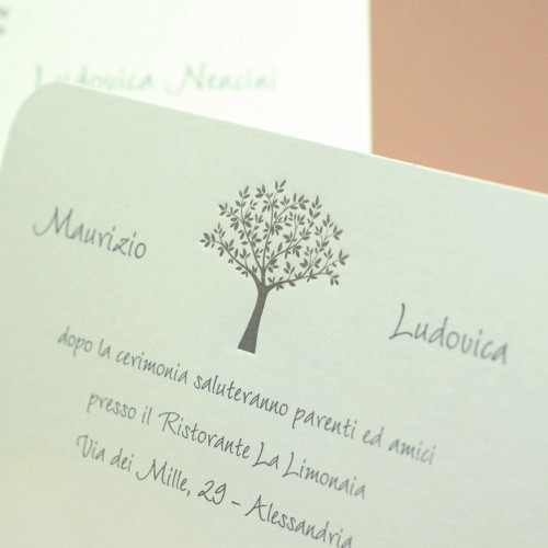 Partecipazione Matrimonio Originale Minimal Avorio - Crema