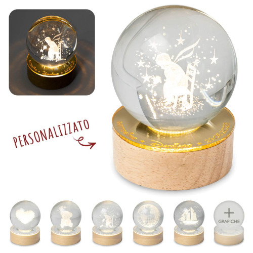 Bomboniere 2025 Battesimo Maschio Sfera LED Piccolo Principe personalizzabile