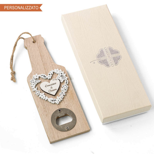 Bomboniere apribottiglie in legno linea LOVE Personalizzabile