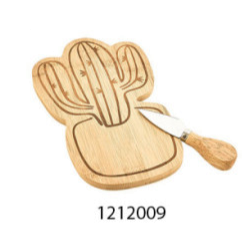 ULTIMI 4 Tagliere in legno a forma di cactus con coltellino 22x17 cm PREZZO PER TUTTI