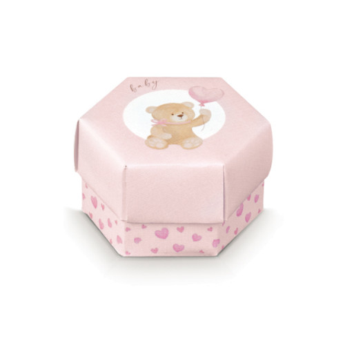 Scatoline portaconfetti esagono grande Little Bear Rosa