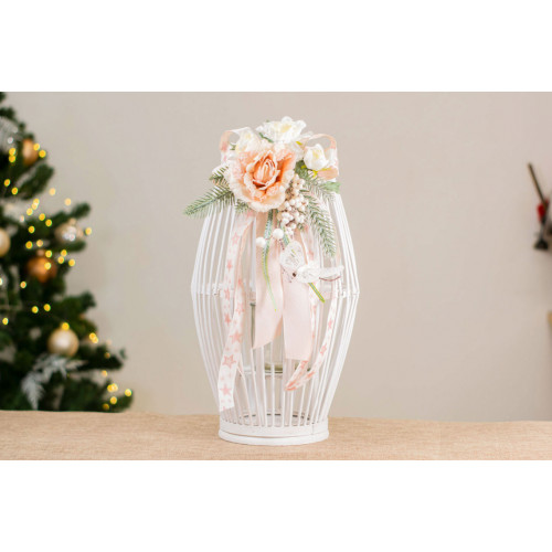 Idea Regalo Natale - Lanterna shabby con decorazione Rosa