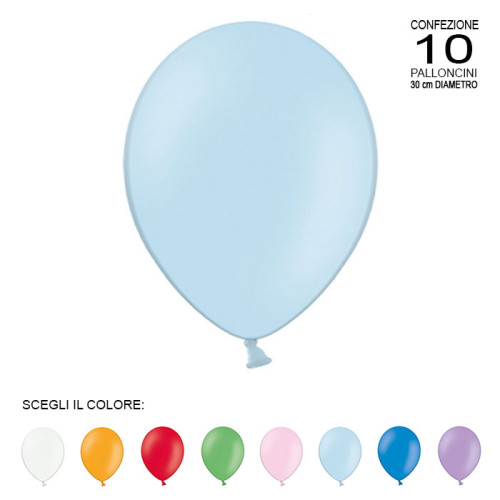 confezione 10 palloncini grandi 12" vari colori