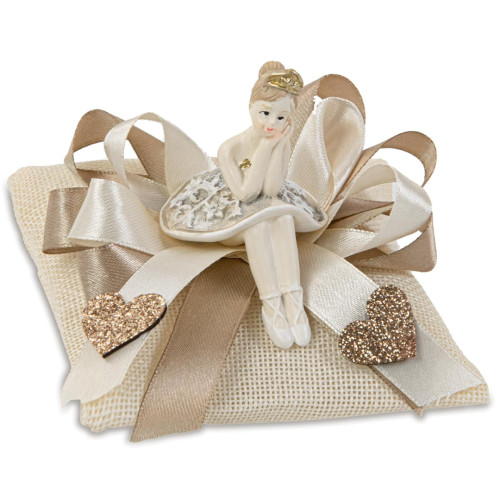 Bomboniere Comunione Ballerina Seduta su cuscino beige