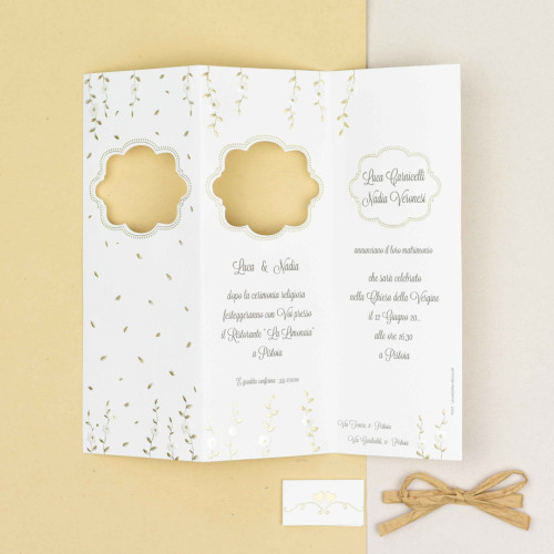 Partecipazioni Matrimonio Elegante - Foglie D'Oro