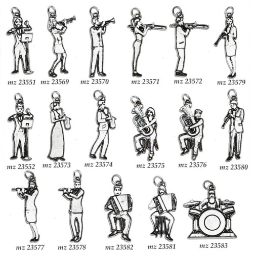 Ciondoli con musicisti in argento per bomboniere idea originale