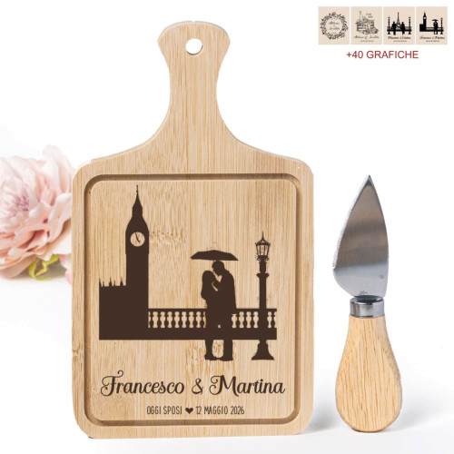 Bomboniere Matrimonio tema Londra con Big Ben Utili Personalizzate Tagliere