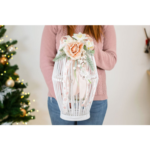 Idea Regalo Natale - Lanterna shabby con decorazione Rosa