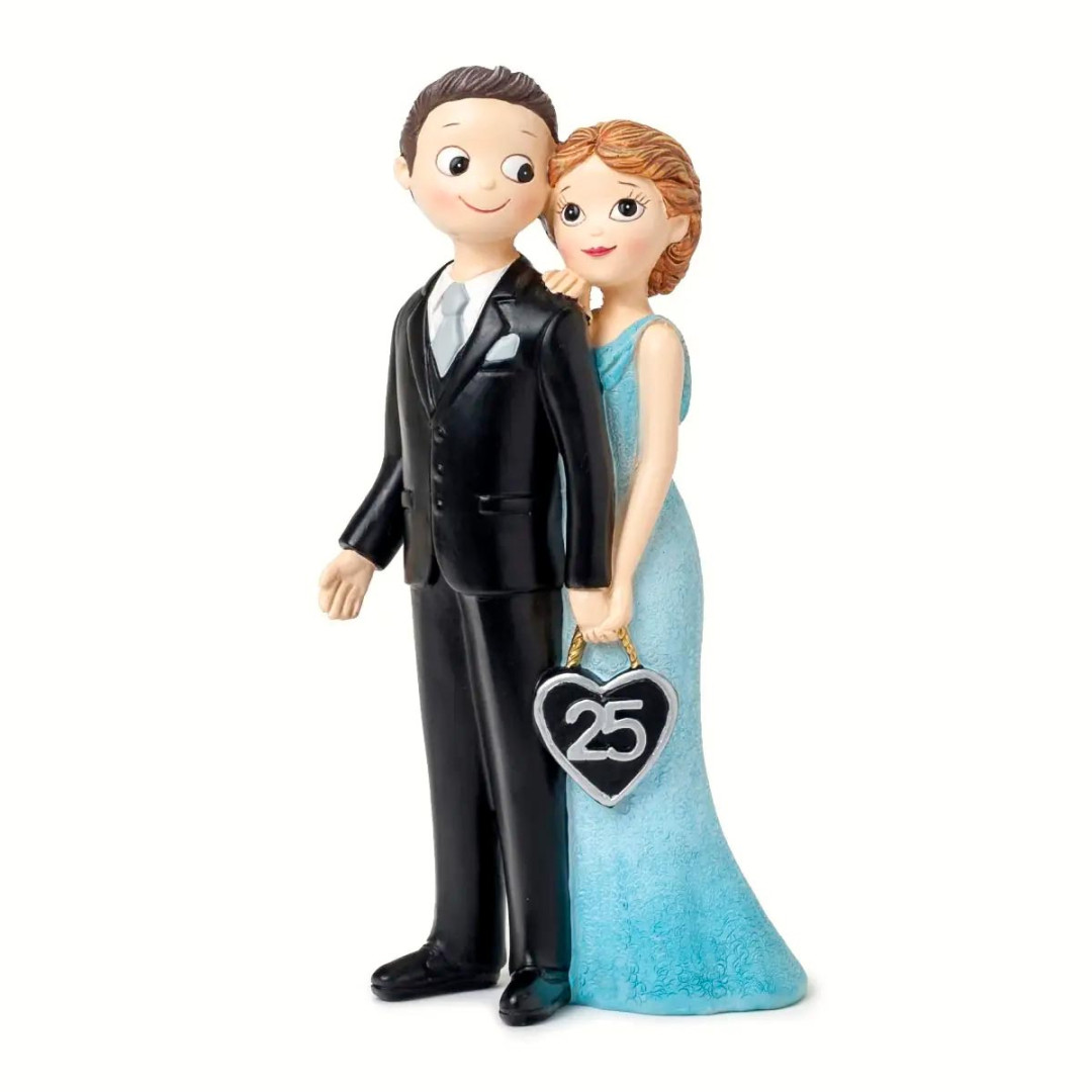 Cake Topper 25° Anniversario di Matrimonio Sposi