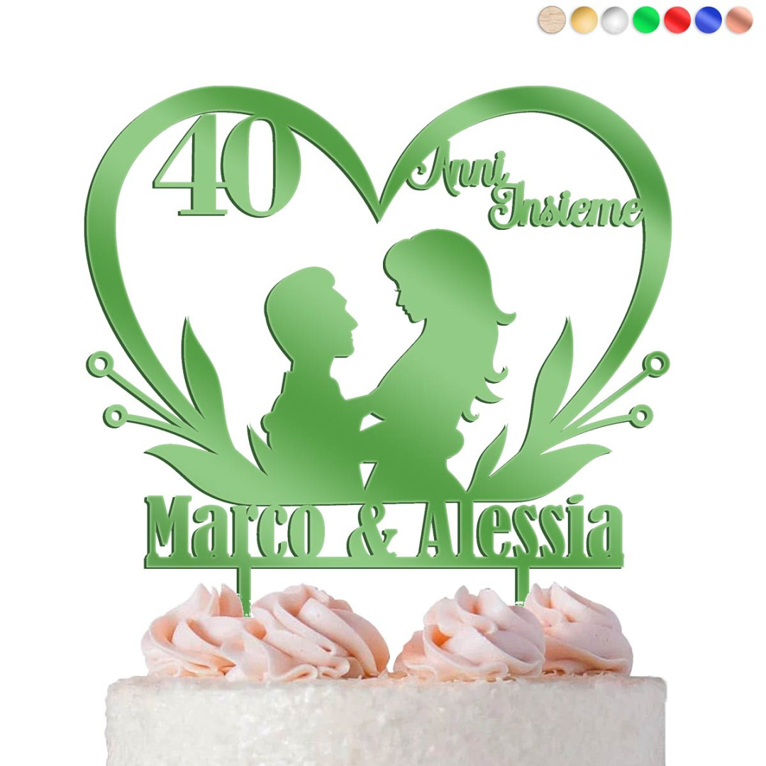 Cake Topper Cuore Sposi Personalizzato Nozze di