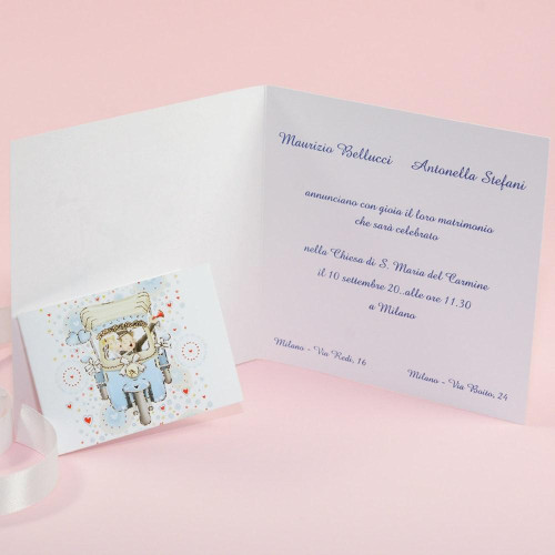 Partecipazione Matrimonio Originale con sposini su ape - Daylight