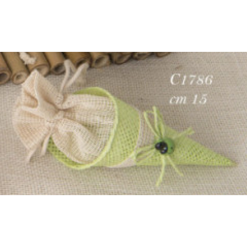 ULTIMI 8 Bomboniera Cono Portaconfetti Shabby Chic Verde 15 cm PREZZO PER TUTTI