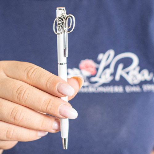 Bomboniere Nozze di Diamante Penna a sfera con rivestimento bianco e ciondolino