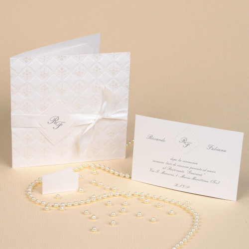 Partecipazione Matrimonio Elegante con effetto trapuntato rombi - Amelia