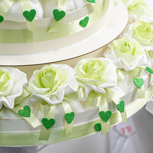 Torta Bomboniere da 28 Sacchettini con Rose Verdi