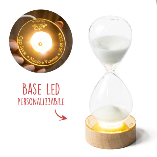 Bomboniere 2025 Matrimonio Clessidra con base LED personalizzabile