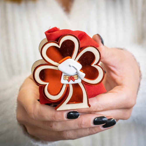 Ultimi 23 pezzi Sacchetti Portaconfetti Laurea con scatolina in legno e plexiglass con gessetto tocco