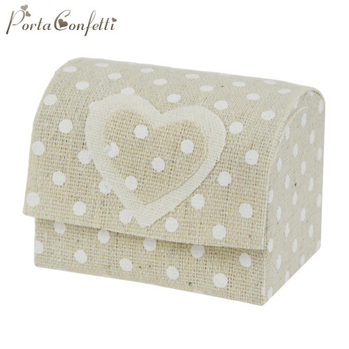 cofanetto portaconfetti shabby chic in juta a pois