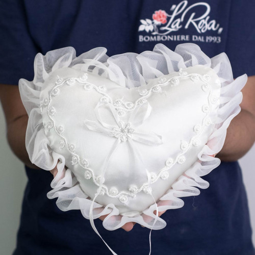 Cuscino Portafedi elegante forma di cuore per Matrimonio