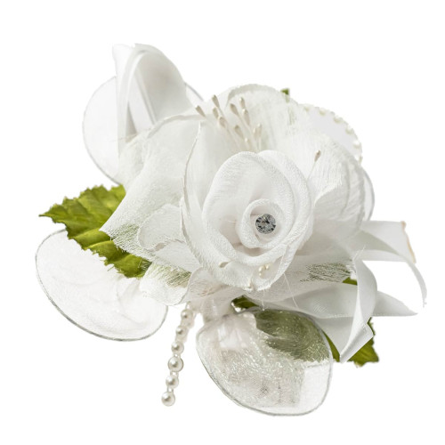 Fiore Portaconfetti con racchette per bomboniere fai da te bianco con strass 10 cm