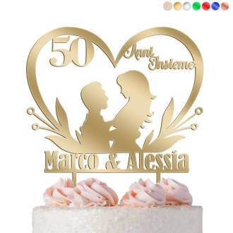 Coppia sposi nozze d'oro / 50° anniversario cake topper