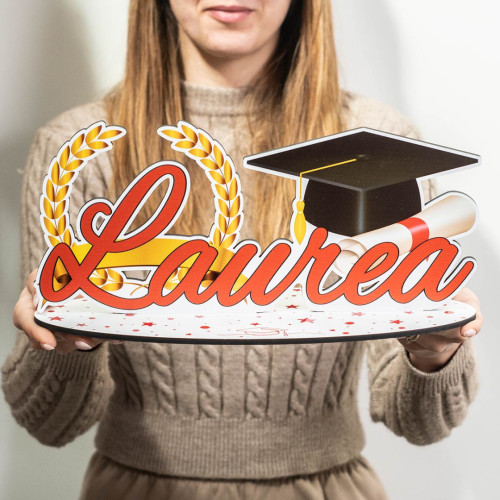 Decorazione da tavolo "Laurea" con tocco e pergamena